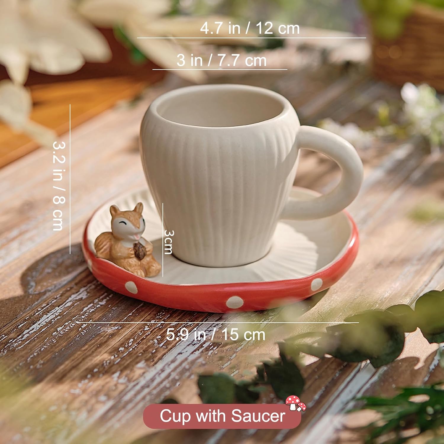 Cute Mushroom Mug with Saucer  - Handmade Ceramic Mug 评论和价格