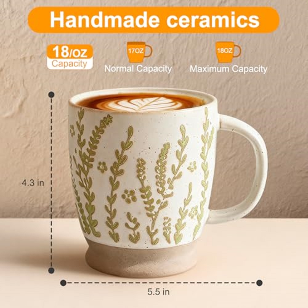 18 oz Coffee Mug Gift for Wome - Handmade Ceramic Mug 评论和价格