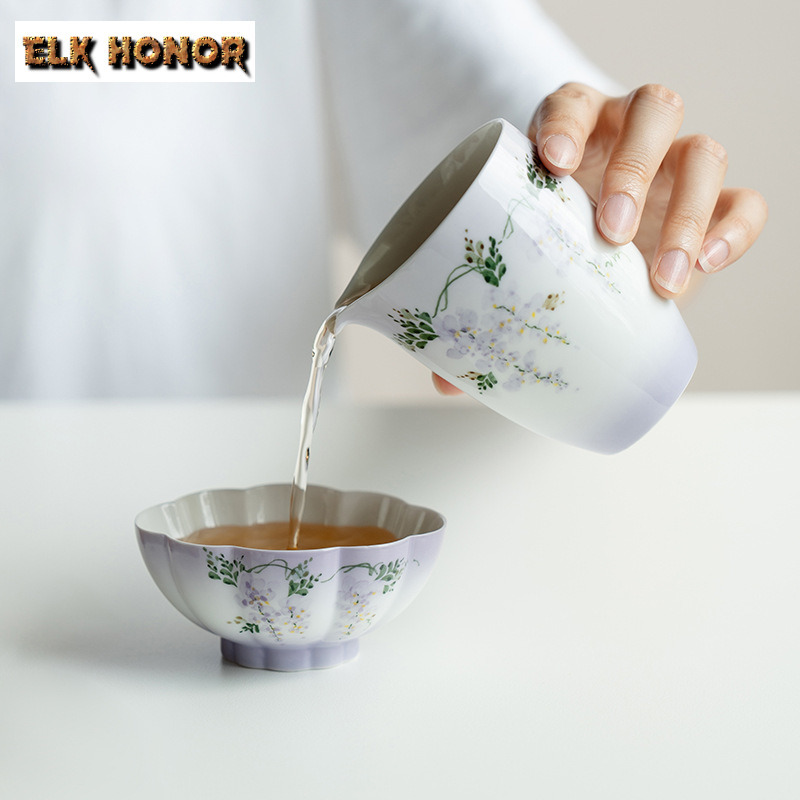 210ml Hand-painted Wisteria Fl - Handmade Ceramic Mug 评论和价格