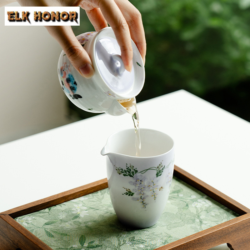 210ml Hand-painted Wisteria Fl - Handmade Ceramic Mug 评论和价格