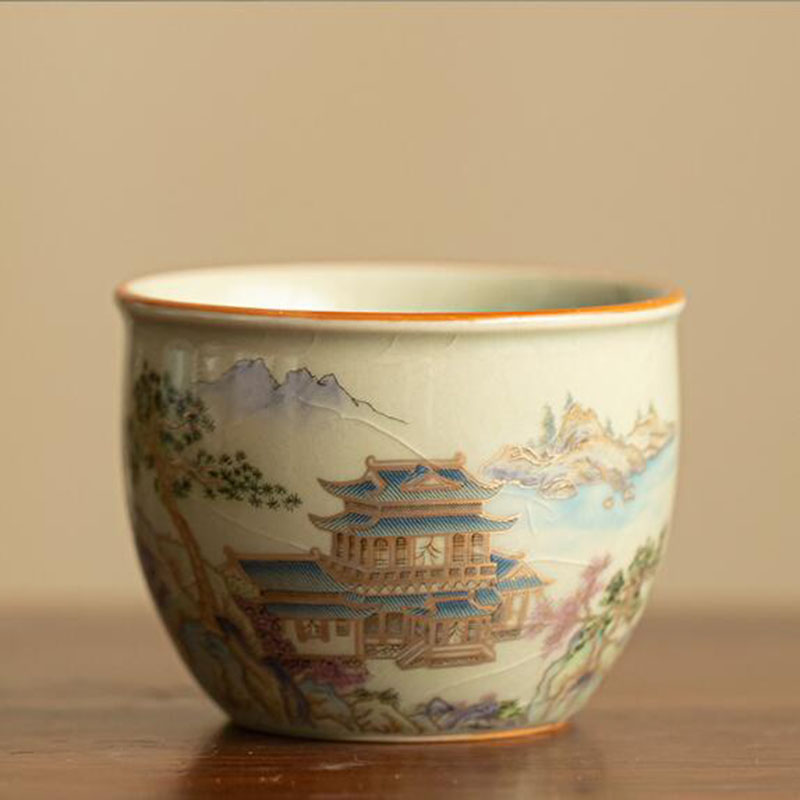 Chinese Style Ruyao Sancai Gai - Handmade Ceramic Mug 评论和价格