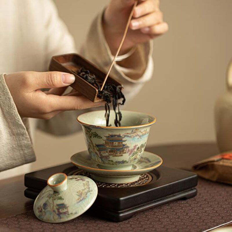 Chinese Style Ruyao Sancai Gai - Handmade Ceramic Mug 评论和价格